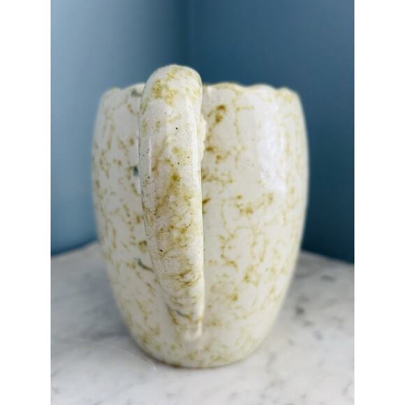 Vintage Stoneware 7” Pitcher Cream Brown Morton ? Pottery Vase Home Decor - Picture 7 of 13